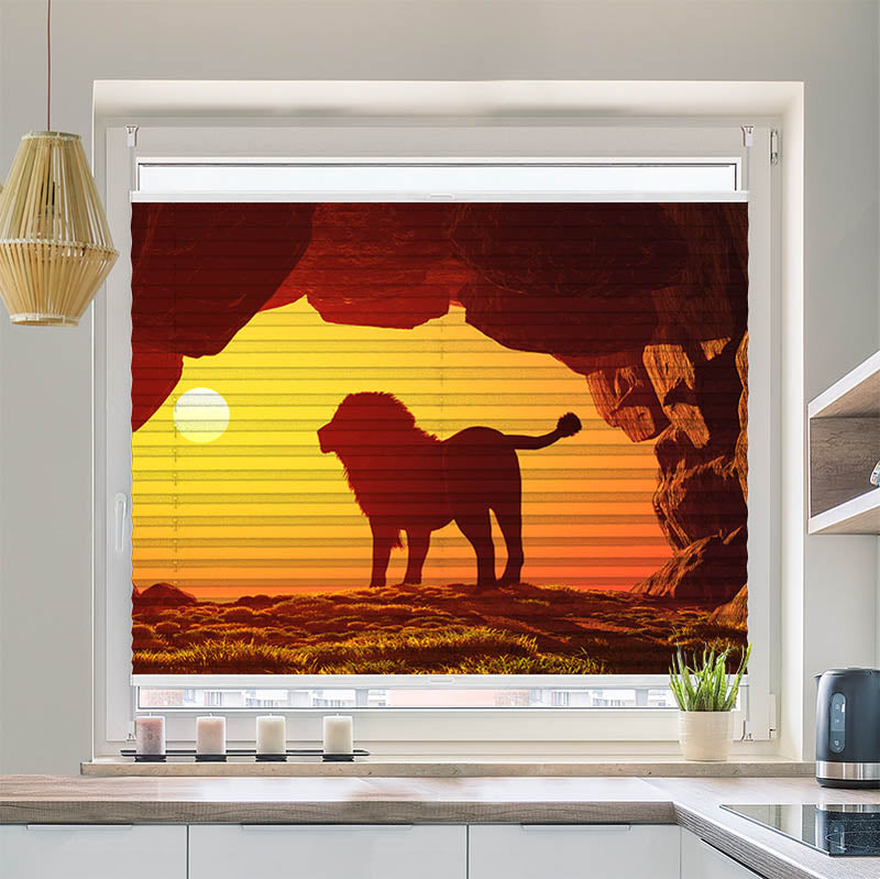 Plissee Motiv "Loewe Sonnenuntergang"