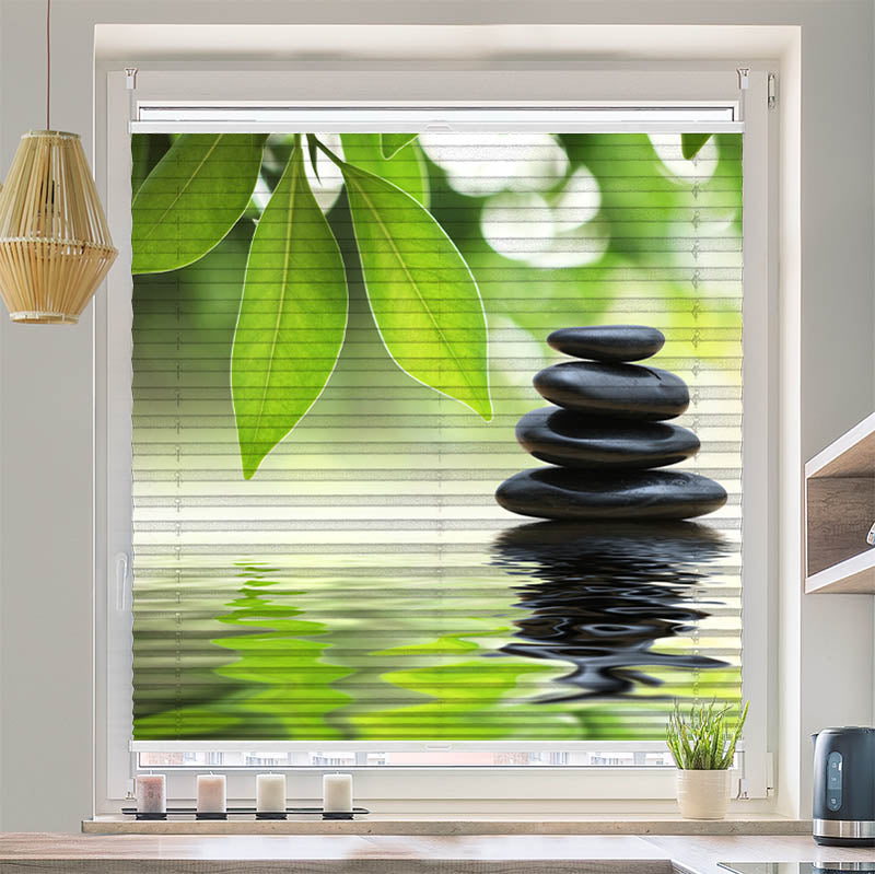 Plissee Motiv Schwarze Steine