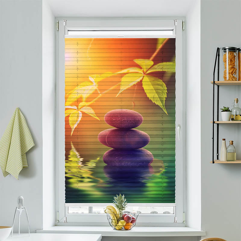 Plissee Motiv Spa Steine Sonne