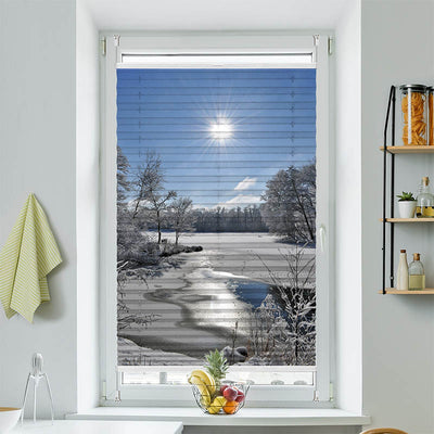 Plissee Motiv Schneelandschaft