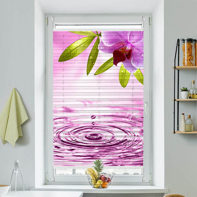 Plissee Motiv Pinke Orchidee mit Wassertropfen