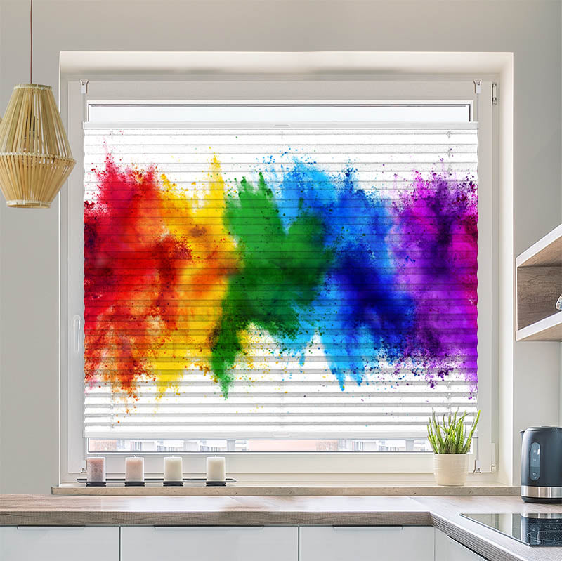 Plissee Motiv Regenbogen Farbexplosion