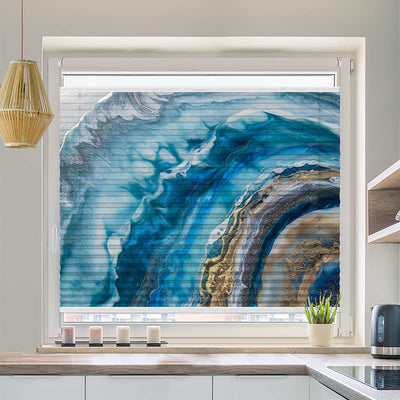 Plissee Motiv Gemaelde Blau Oel