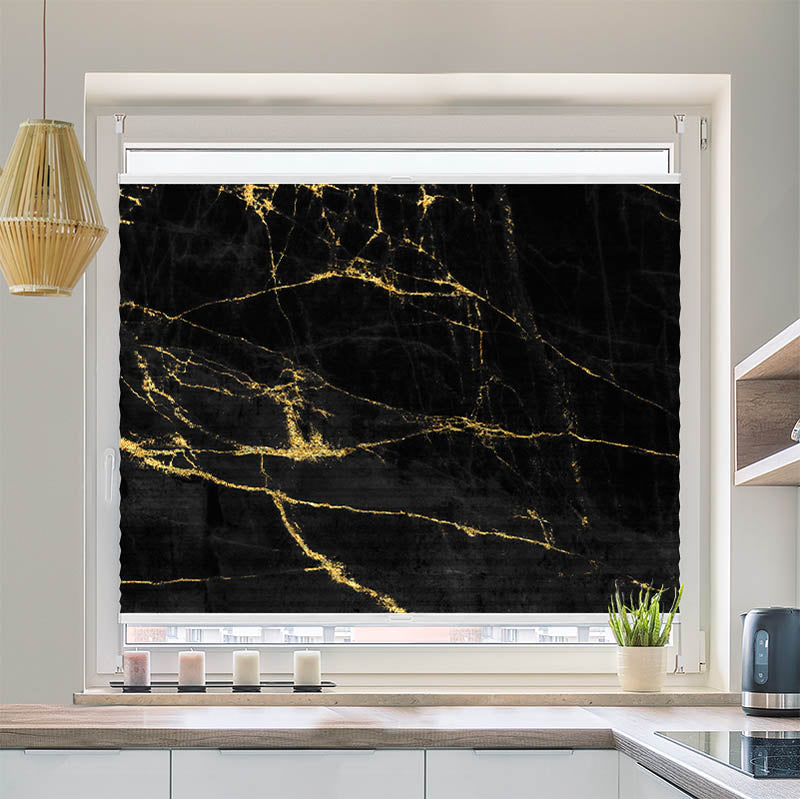 Plissee Motiv Schwarz Goldener Hintergrund