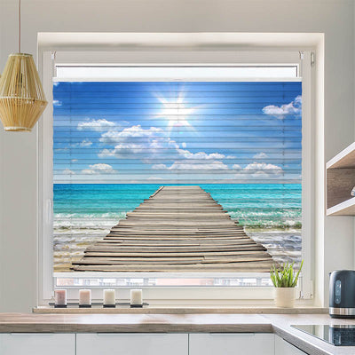 Plissee Motiv Steg ins Meer