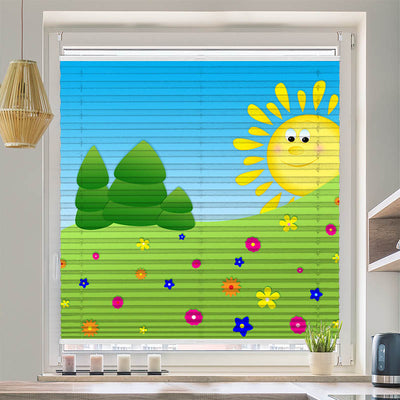 Plissee Motiv Sonne und Wiese