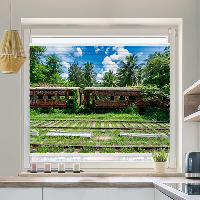 Plissee Motiv Alter Zug im Dschungel