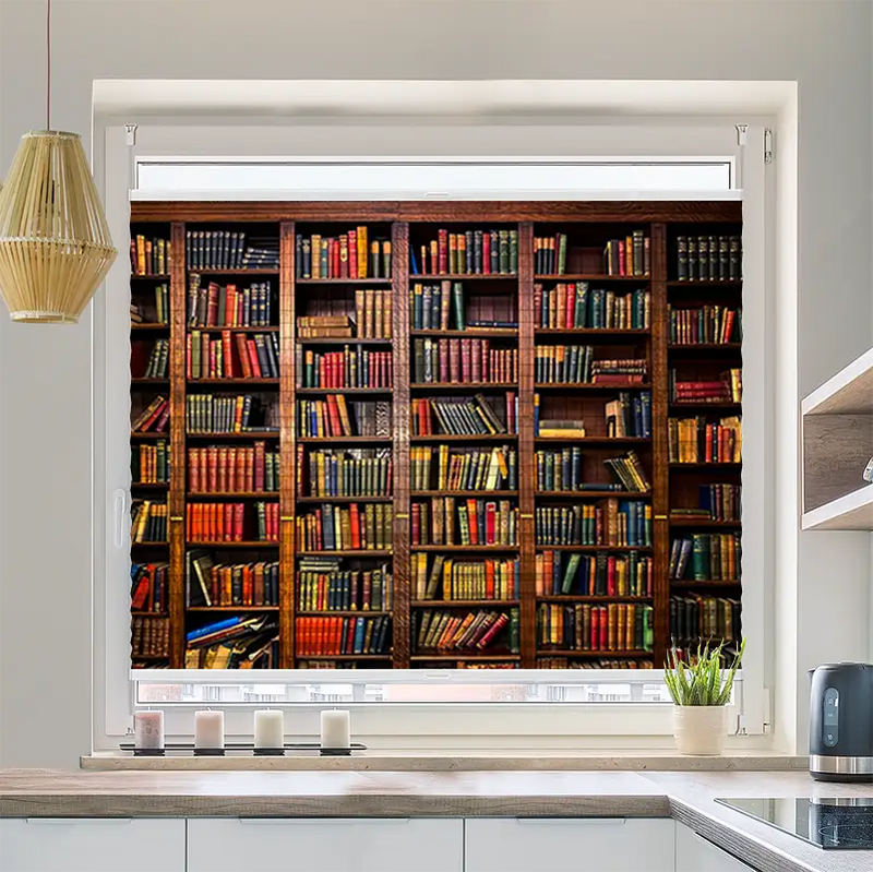 Plissee Motiv Altes Bücherregal