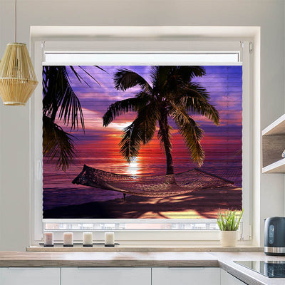 Plissee Motiv Haengematte Palmen Nacht