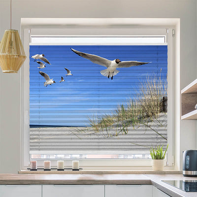 Plissee Motiv Moewen am Strand