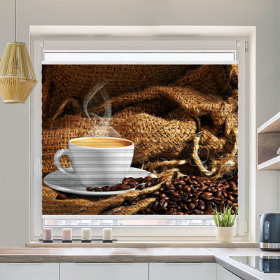 Plissee Motiv Kaffeetasse Bohnen