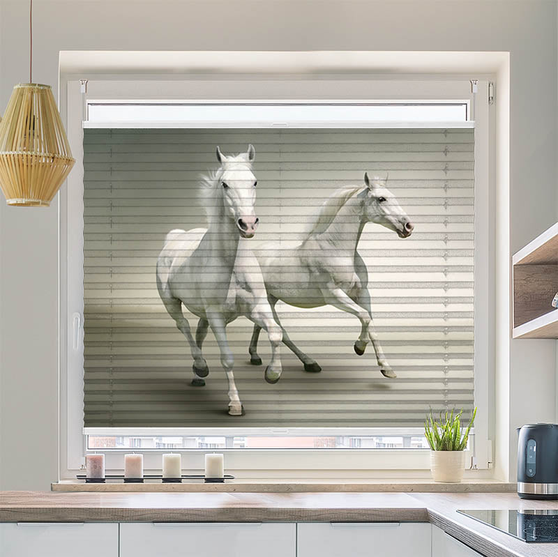 Plissee Motiv "Pferde Schimmel"
