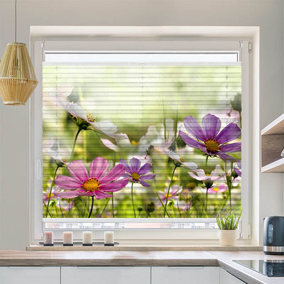 Plissee Motiv Blumen Bluehen auf Wiese