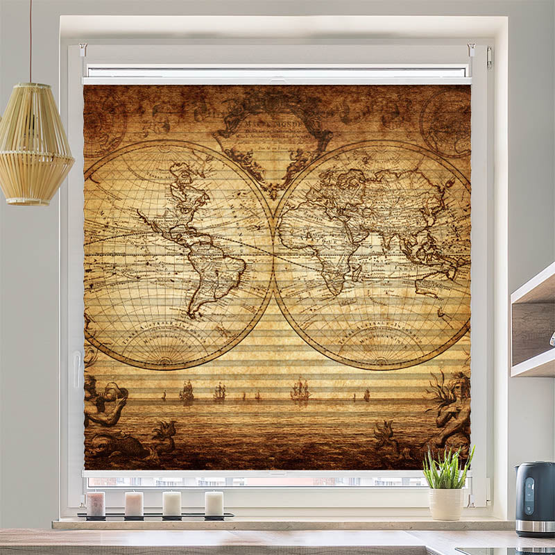 Plissee Motiv Vintage Map