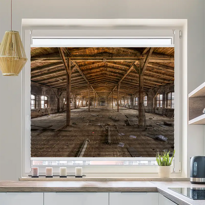 Plissee Motiv Alte Fabrikhalle