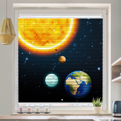 Plissee Motiv Sonne und Planeten