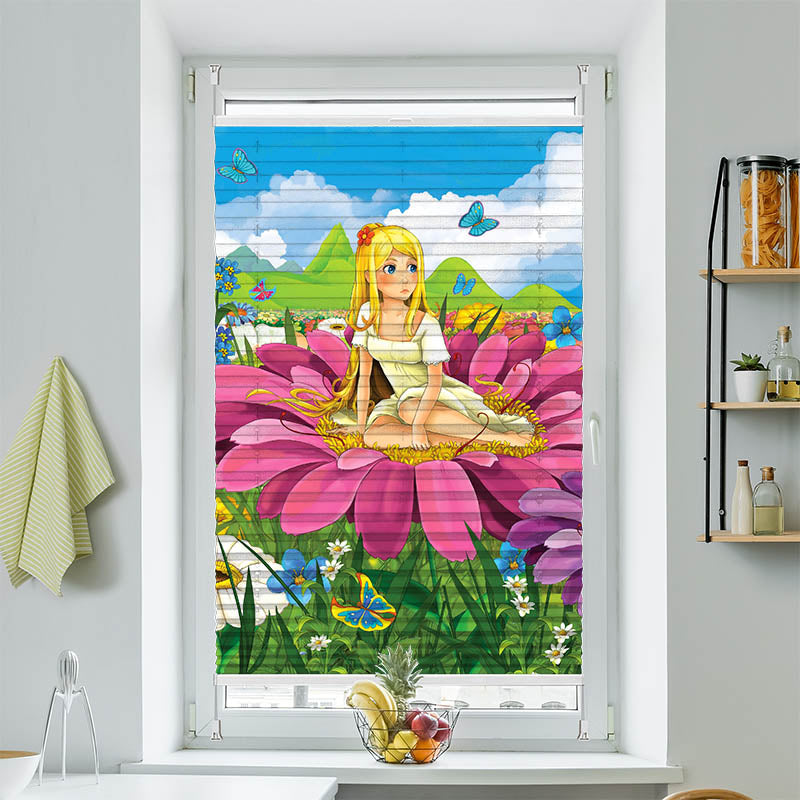 Plissee Motiv "Mädchen auf Einer Blume"