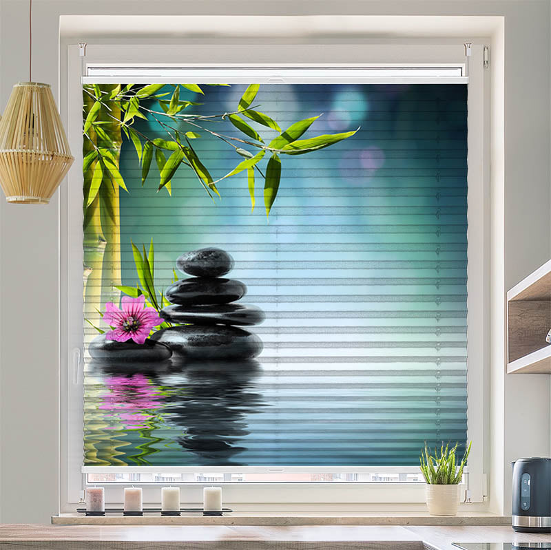 Plissee Motiv Black Stones Wellnes