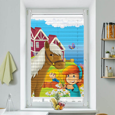 Plissee Motiv Maedchen mit Pferd