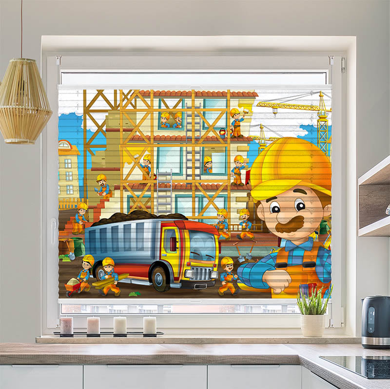 Plissee Motiv "Baustelle"