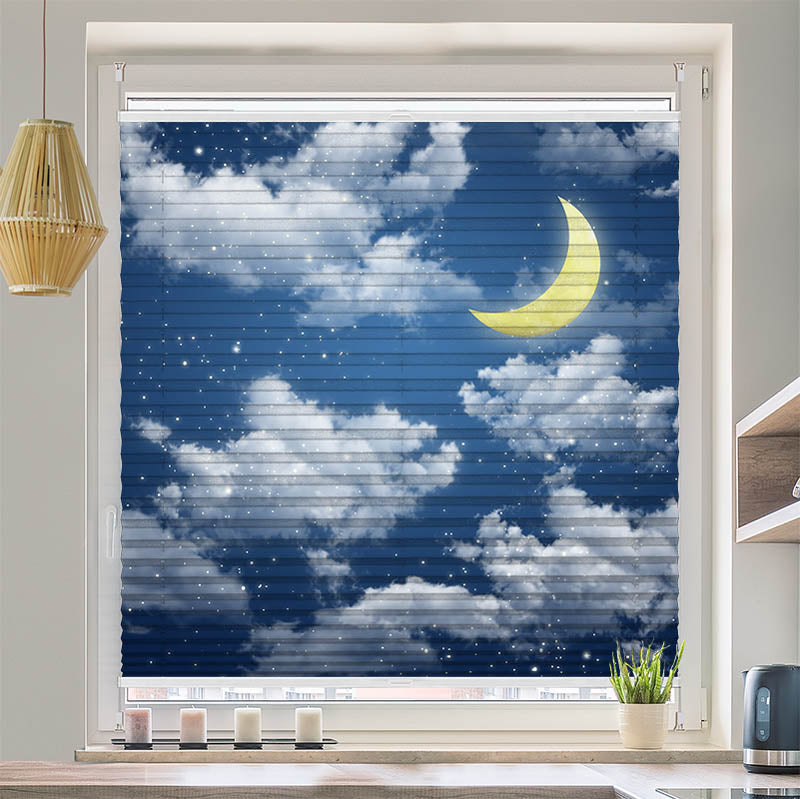 Plissee Motiv Halbmond Himmel Nacht