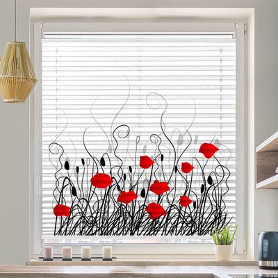 Plissee Motiv Mohnblumen Grafik