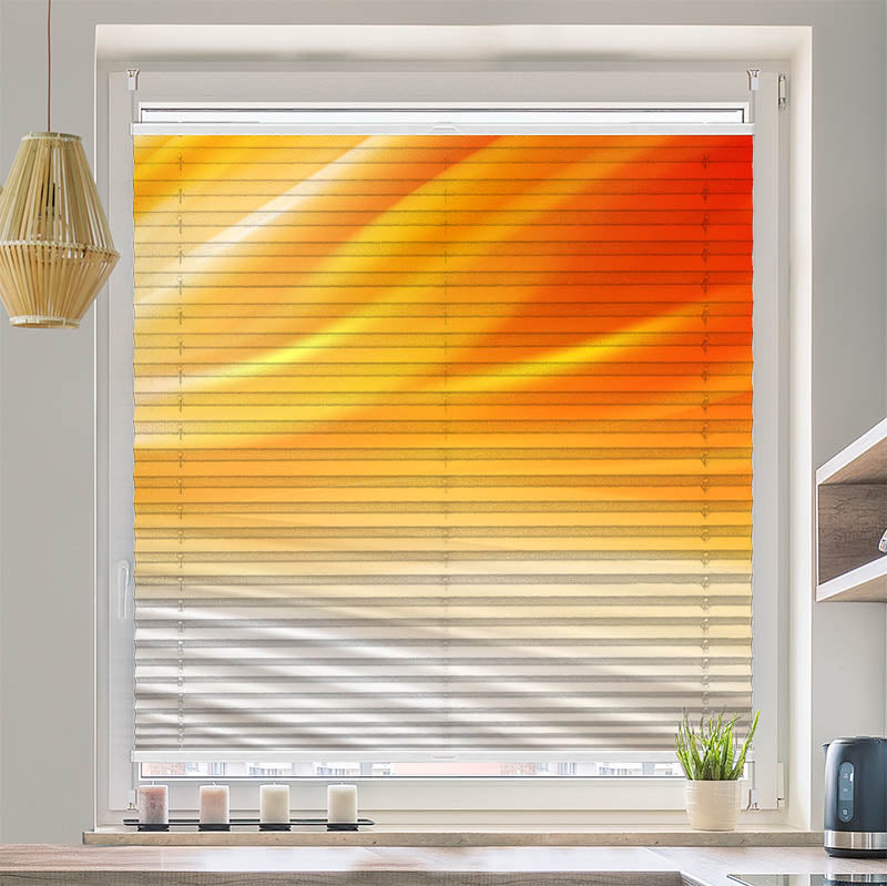 Plissee Motiv Wellen Orange Grau