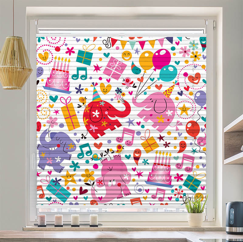 Plissee Motiv "Elefanten Kindergeburtstag"