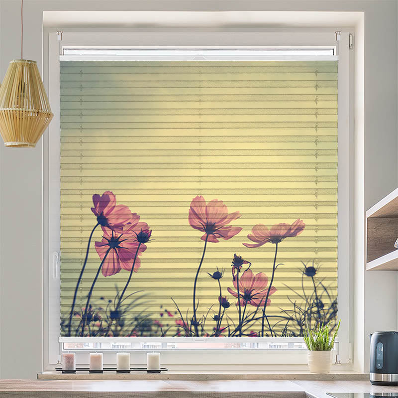 Plissee Motiv Vintage Blumen