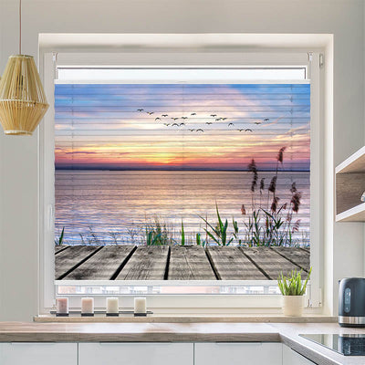 Plissee Motiv See Steg Schilf