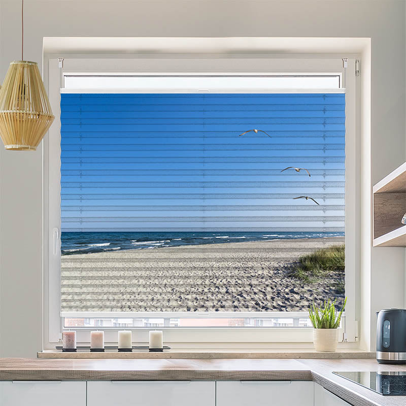 Plissee Motiv "Strand mit Moewen"