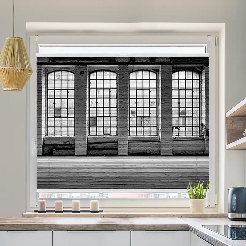 Plissee Motiv Alte Fabrikfenster