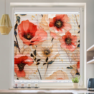 Plissee Motiv Rote Mohn Bleuten Muster