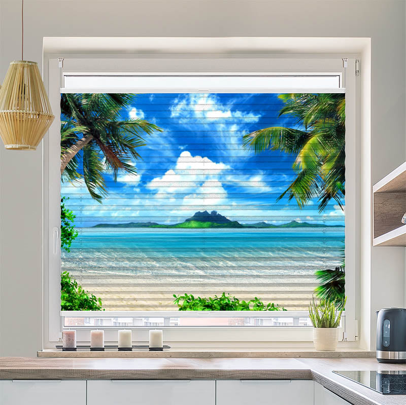 Plissee Motiv Palmen Insel Meer