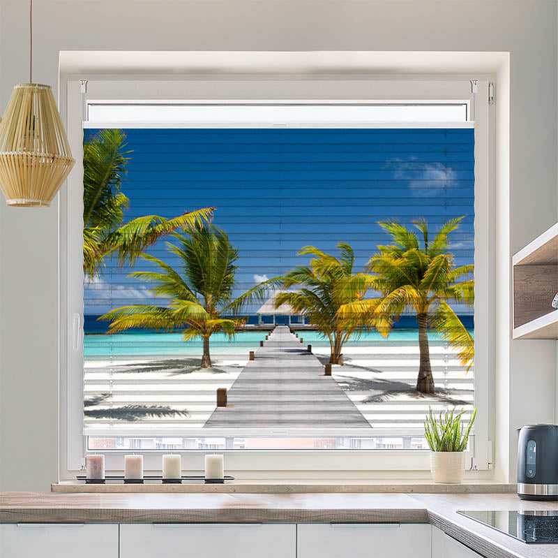 Plissee Motiv Malediven Strand Palmen