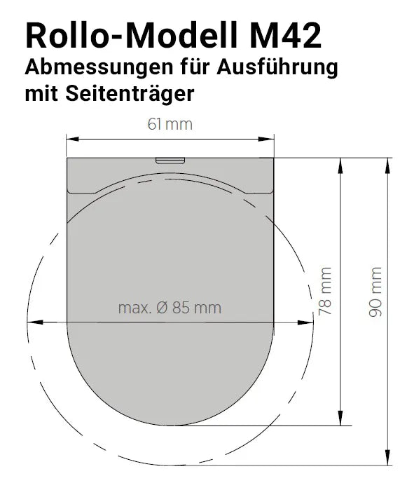 Rollo-Modell M42 Abmessungen Seitenträger