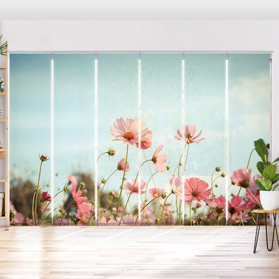 Schiebegardine Motiv Kosmeenbleute im Garten