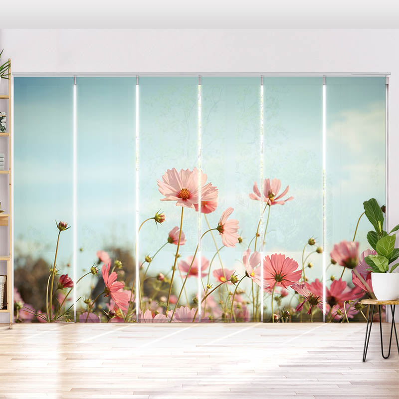 Schiebegardine Motiv Kosmeenbleute im Garten
