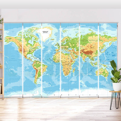 Schiebegardine Motiv Weltkarte