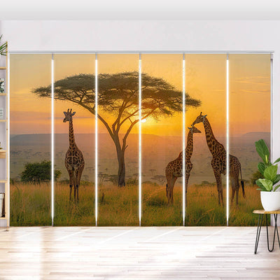 Schiebegardine Motiv Afrika Giraffen Savanne