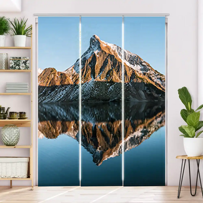 Schiebegardine Motiv Sonnenuntergang am Bergsee