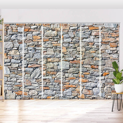 Schiebegardine Motiv Natursteinmauer