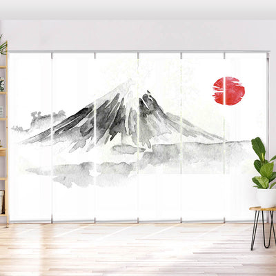 Schiebegardine Motiv Fujiyama Zeichnung Asiatisch