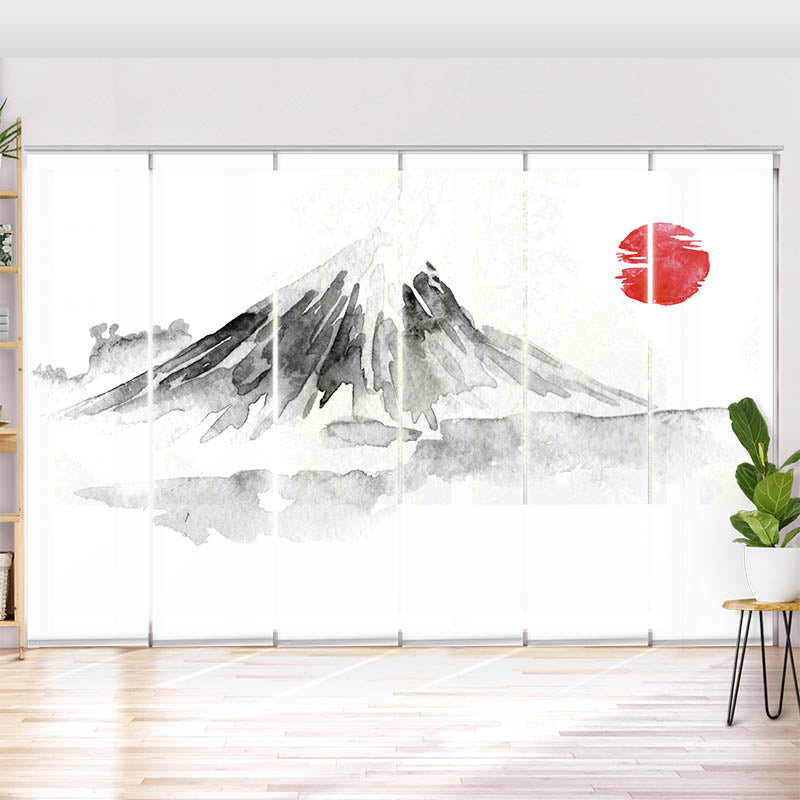 Schiebegardine Motiv Fujiyama Zeichnung Asiatisch