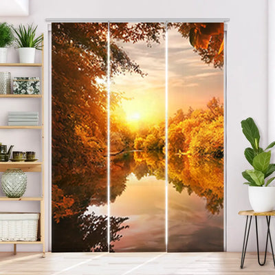 Schiebegardine Motiv Schwan auf Herbstteich