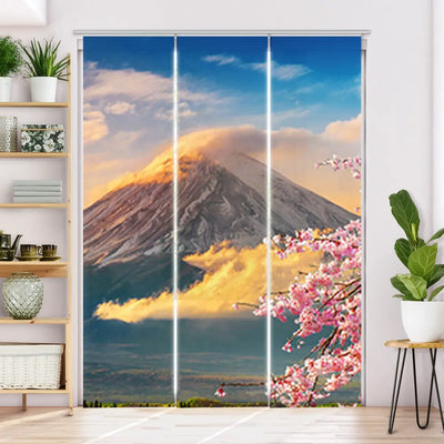 Schiebegardine Motiv Fuji im Frühling mit Kirschblüten