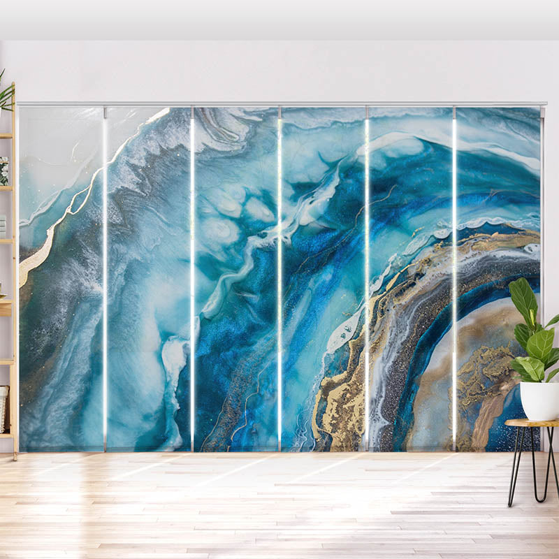 Schiebegardine Motiv Gemaelde Blau Oel