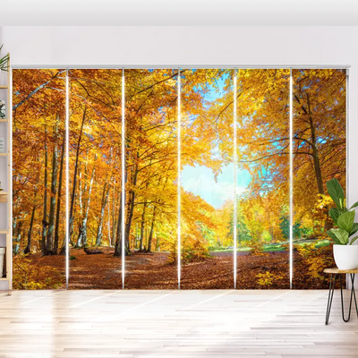 Schiebegardine Motiv  Herbstwald Mit Herz