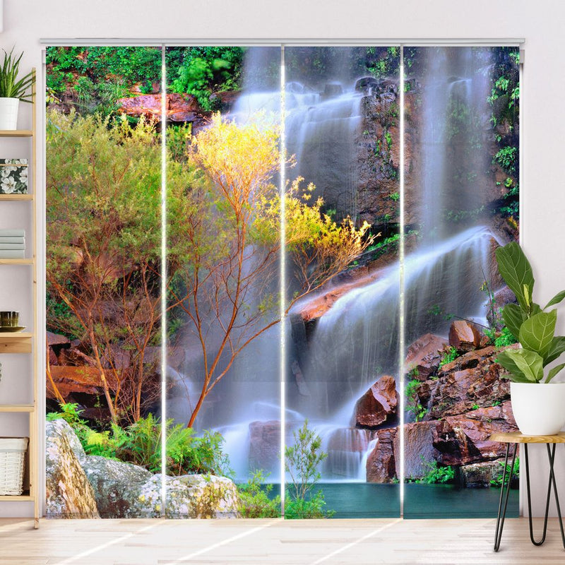 Schiebegardine Motiv Wasserfall im Wald