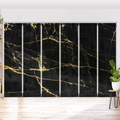 Schiebegardine Motiv Schwarz Goldener Hintergrund